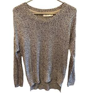 RD Style Grey Cream Speckled Long Sleeve Tight Knit Sweater Zipper Detail Size M